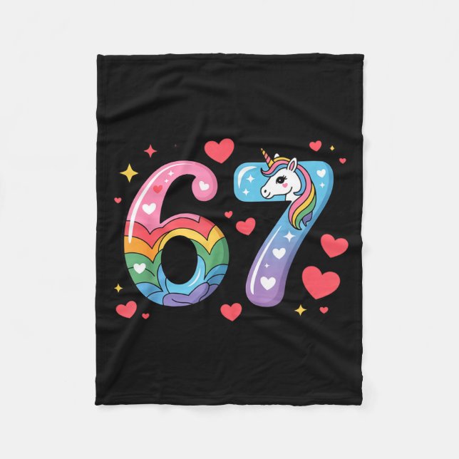 67 Meme Shirt Number Funny Six Seven 6 7  Fleecefilt (Framsidan)