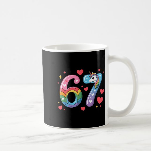 67 Meme Shirt Number Funny Six Seven 6 7  Kaffemugg (Höger)