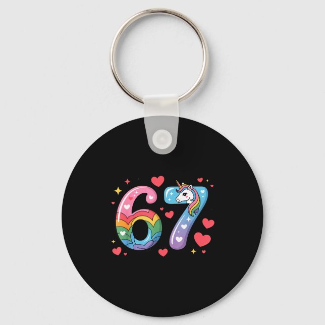 67 Meme Shirt Number Funny Six Seven 6 7  Nyckelring (Framsida)