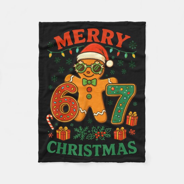 67 Meme Six Seven 6 7 Meme Funny Christmas Gingerb Fleecefilt (Framsidan)