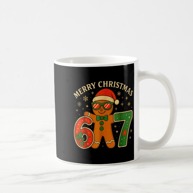 67 Meme Six Seven 6 7 Meme Funny Christmas Gingerb Kaffemugg (Höger)