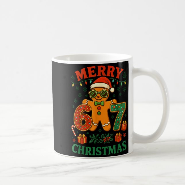 67 Meme Six Seven 6 7 Meme Funny Christmas Gingerb Kaffemugg (Höger)