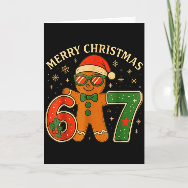 67 Meme Six Seven 6 7 Meme Funny Christmas Gingerb Kort (Framsida)