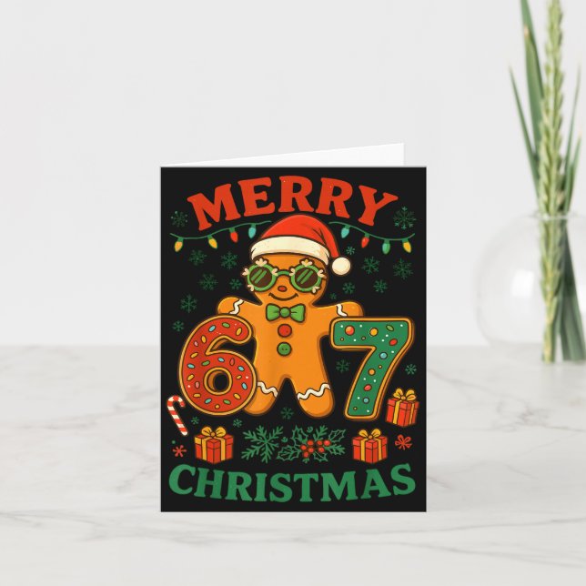 67 Meme Six Seven 6 7 Meme Funny Christmas Gingerb Kort (Framsida)
