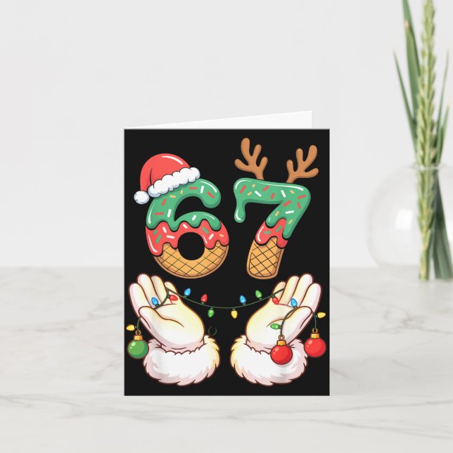 67 Meme Six Seven 6 7 Meme Funny Christmas Santa R Kort (Framsida)