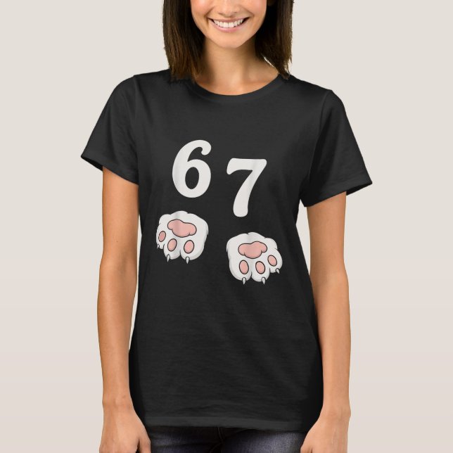 67 Meme Six Seven 6 7 Shirt Meme Funny Cat 67  T (Framsida)