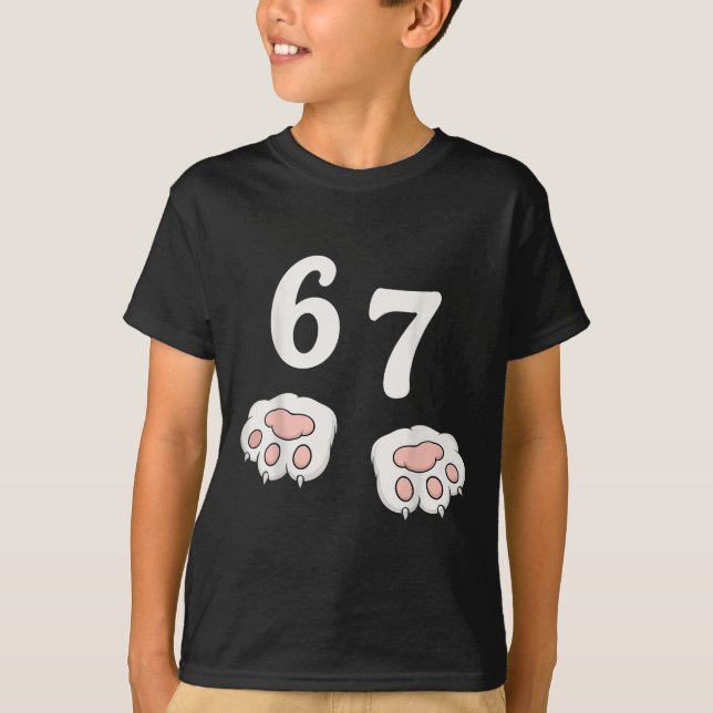 67 Meme Six Seven 6 7 Tröja Meme Rolig Katt 67  (Framsida)