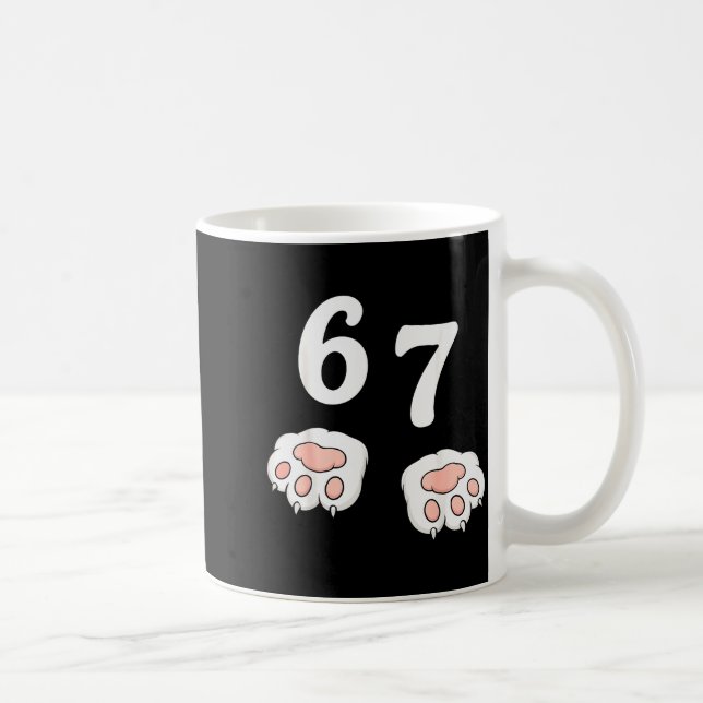 67 Meme Six Seven 6 7 Tröja Meme Rolig Katt 67  Kaffemugg (Höger)