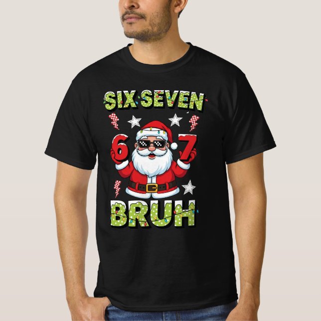 67 Meme Six Seven Bruh Dabbing Santa Funny Xmas T Shirt (Framsida)