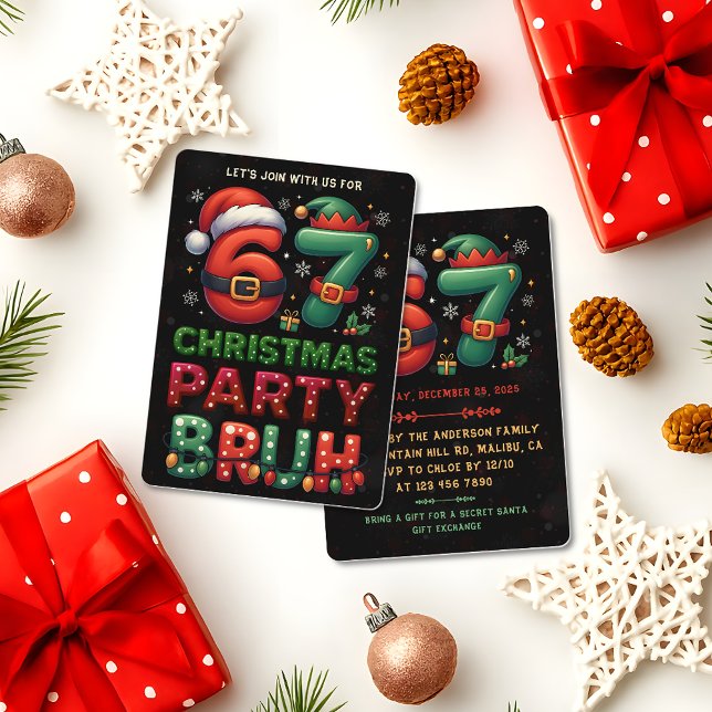 67 Meme Six Seven Bruh Funny Christmas 6 7 Inbjudningar (Skapare uppladdad)