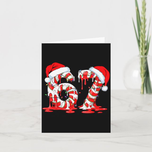67 Meme Six Seven Candy Canes Drip Christmas Pajam Kort (Framsida)
