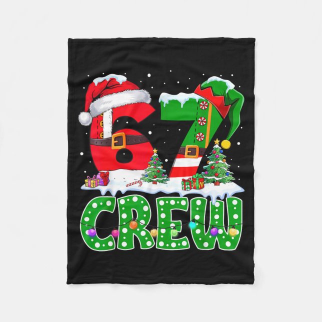 67 Meme Six Seven Christmas Crew Xmas Lights Famil Fleecefilt (Framsidan)