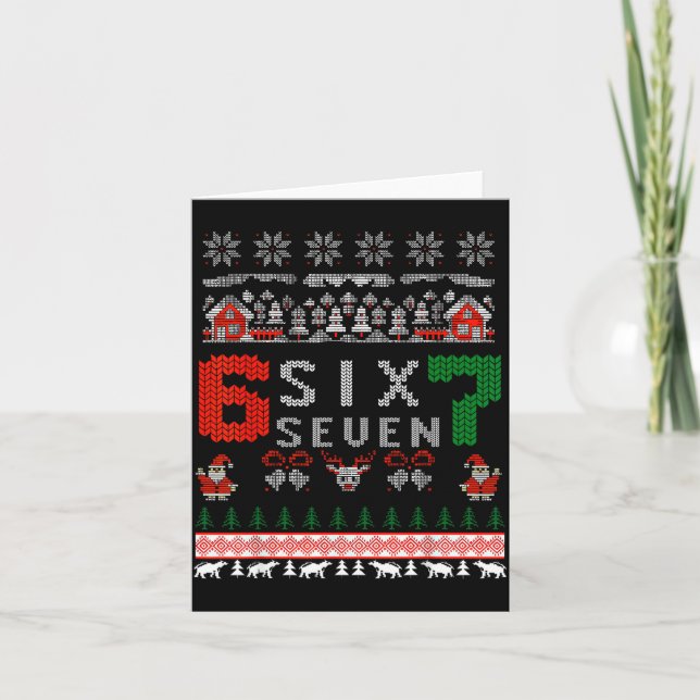 67 Meme Six Seven Christmas Ugly Sweater For Kids  Kort (Framsida)