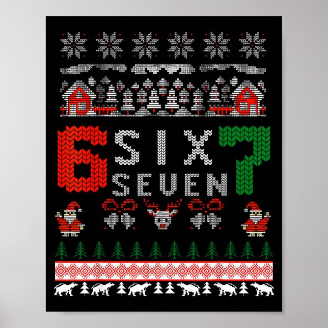67 Meme Six Seven Christmas Ugly Sweater For Kids  Poster (Framsidan)