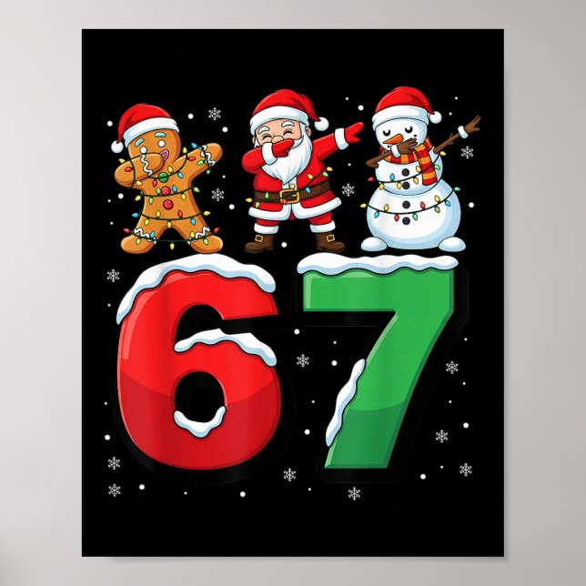 67 Meme Six Seven Dabbing Santa 6 7 Funny Christma Poster (Framsidan)