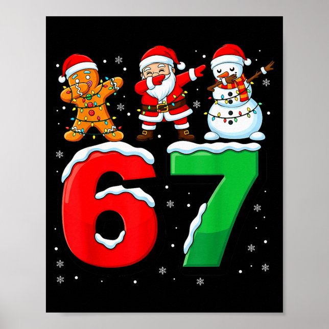 67 Meme Six Seven Dabbing Santa 6 7 Funny Christma Poster (Framsidan)