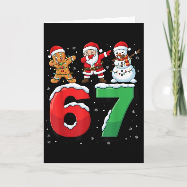 67 Meme Six Seven Dabbing Tomte 6 7 Rolig Jul Kort (Framsida)