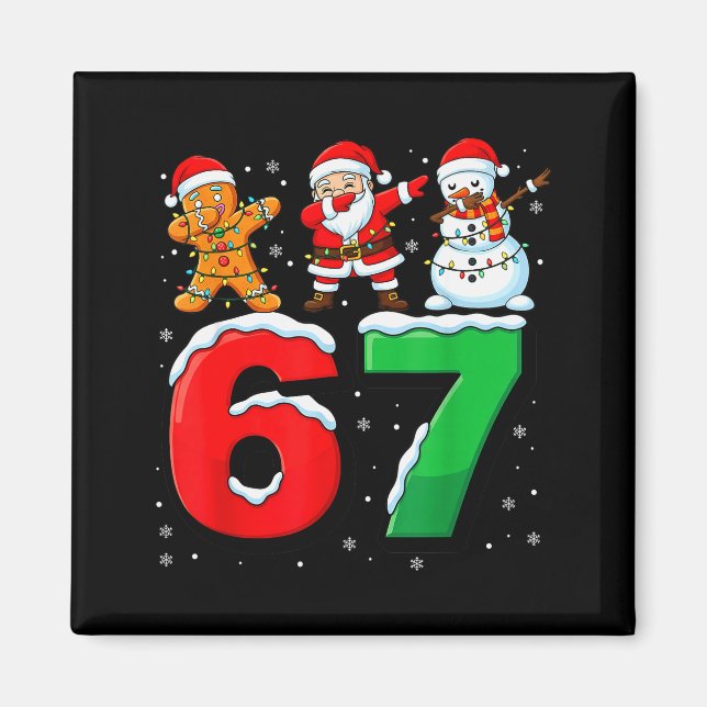 67 Meme Six Seven Dabbing Tomte 6 7 Roligt Jul Magnet (Framsidan)