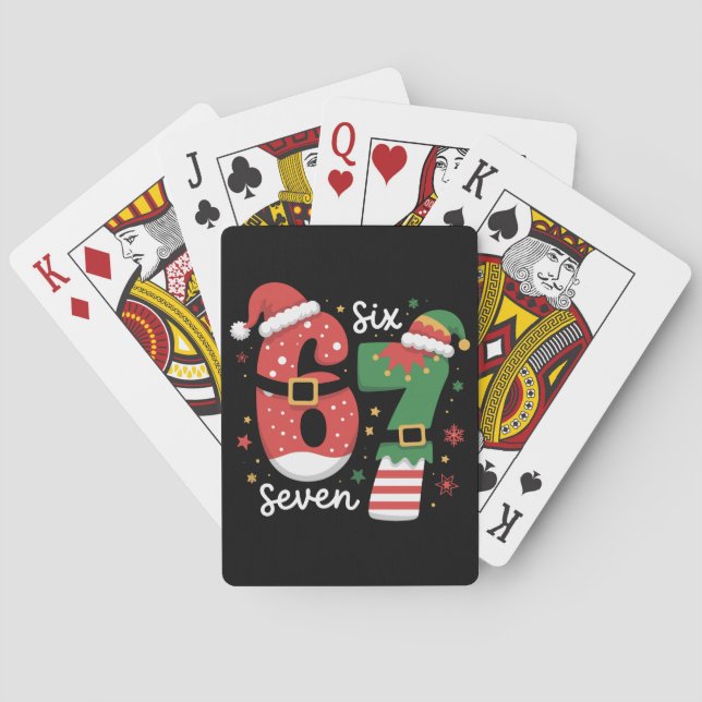 67 Meme Six Seven Elf Christmas Santa Hat Casinokort (Baksidan)