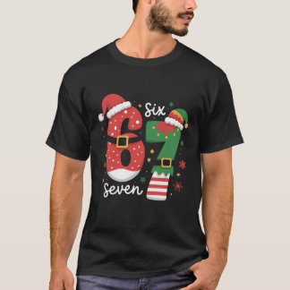 67 Meme Six Seven Elf Christmas Santa Hat T Shirt