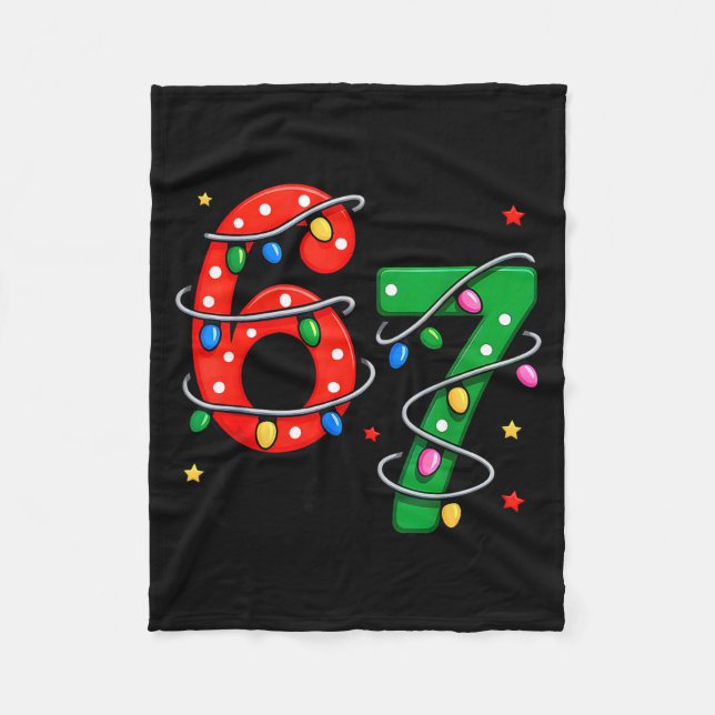 67 Meme Six Seven Funny Christmas Pajamas Boys Gir Fleecefilt (Framsidan)