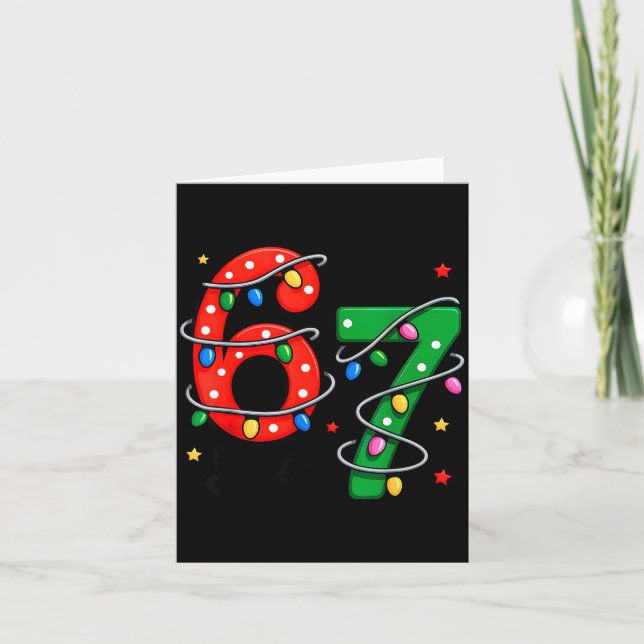 67 Meme Six Seven Funny Christmas Pajamas Boys Gir Kort (Framsida)