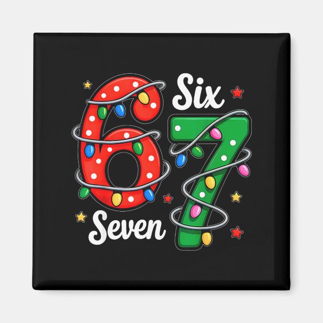 67 Meme Six Seven Funny Christmas Pajamas Boys Gir Magnet (Framsidan)