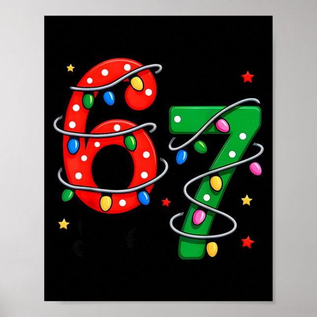 67 Meme Six Seven Funny Christmas Pajamas Boys Gir Poster (Framsidan)