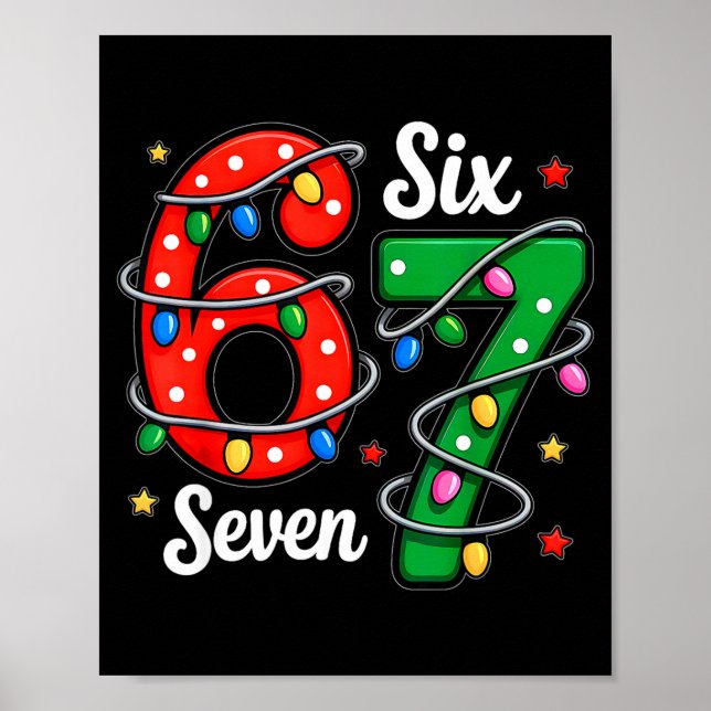 67 Meme Six Seven Funny Christmas Pajamas Boys Gir Poster (Framsidan)