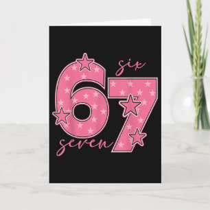 67 Meme Six Seven Gen Alpha Slang Söt Rosa 6 7 Gi Kort