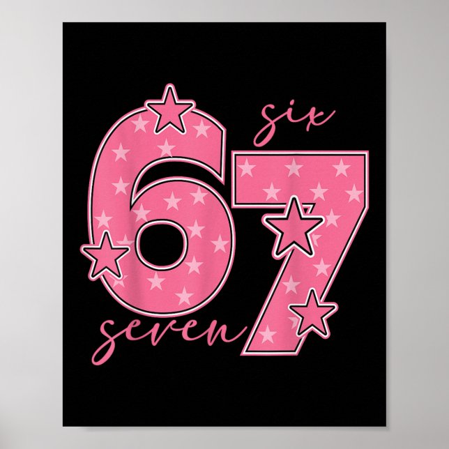 67 Meme Six Seven Gen Alpha Slang Söt Rosa 6 7 Gi Poster (Framsidan)