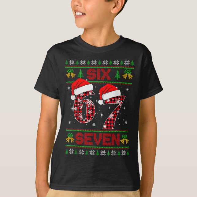 67 Meme Six Seven Julful Ugly Sweater För Barn  T Shirt (Framsida)
