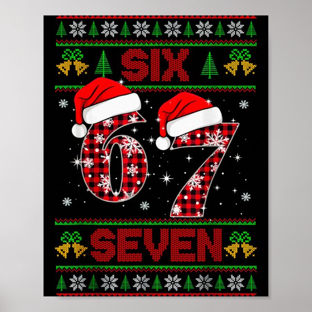 67 Meme Six Seven Julsfugly Sweater För Barn  Poster (Framsidan)