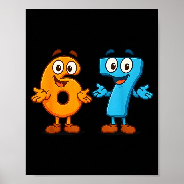 67 Meme Six Seven Kids Number Blocks Math Teacher  Poster (Framsidan)