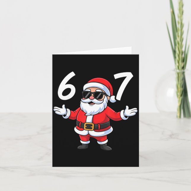67 Meme Six Seven Number 6 7 Santa Xmas Christmas  Kort (Framsida)