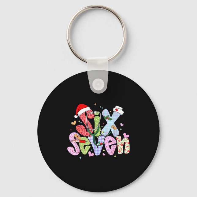 67 Meme Six Seven Nurse Christmas Funny Nursing Wo Nyckelring (Framsida)