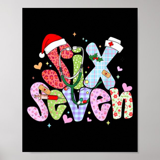 67 Meme Six Seven Nurse Christmas Funny Nursing Wo Poster (Framsidan)