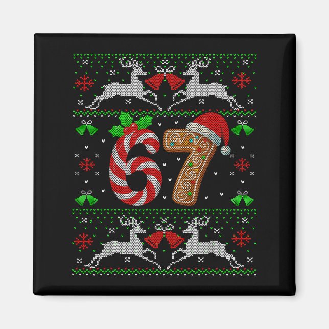 67 Meme Six Seven Rolig Fult Jul Xmas Sweate Magnet (Framsidan)