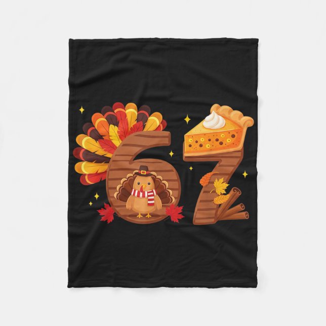 67 Meme Six Seven Rolig Pumpapaj Turkiet Thanksgiv Fleecefilt (Framsidan)