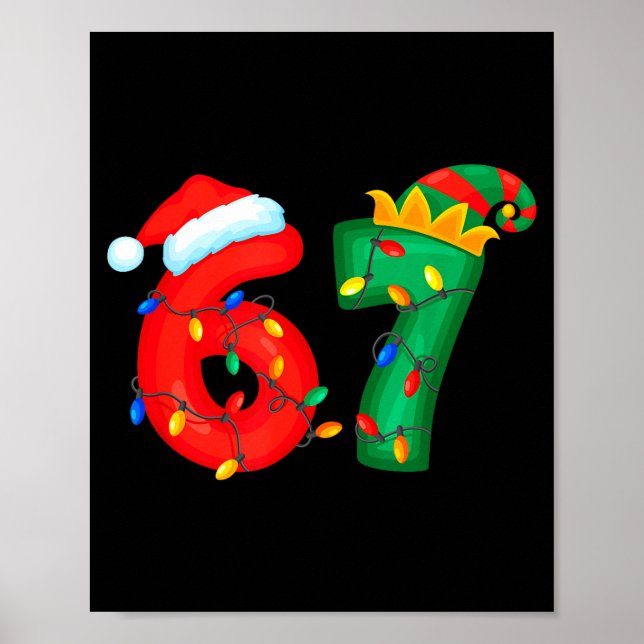 67 Meme Six Seven Roliga Xmas Ljus Pyjamas Män Wo Poster (Framsidan)