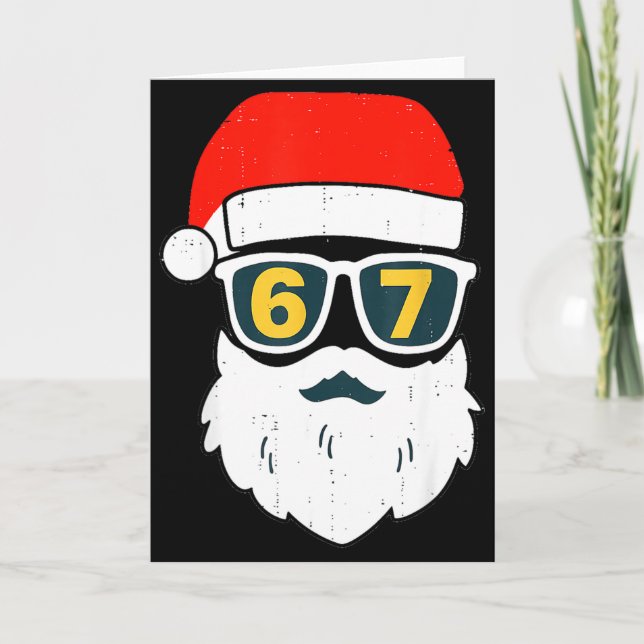 67 Meme Six Seven Santa Face Kids Men Boys Girls C Kort (Framsida)