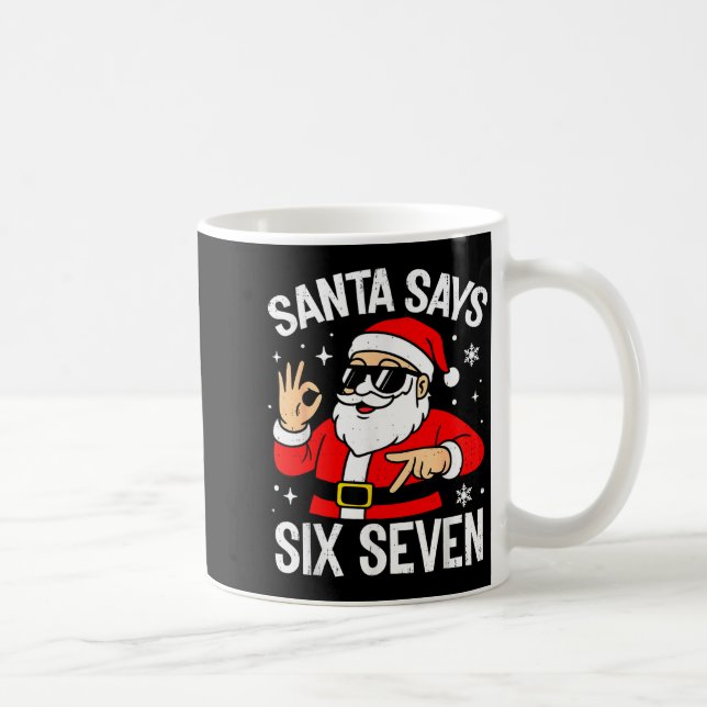 67 Meme Six Seven Santa Funny Christmas Gen Z Alph Kaffemugg (Höger)