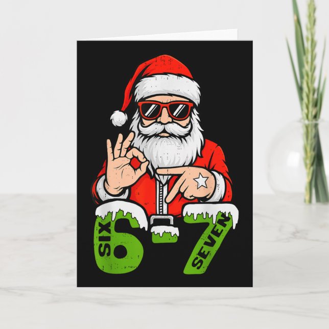 67 Meme Six Seven Santa Funny Christmas Gen Z Alph Kort (Framsida)