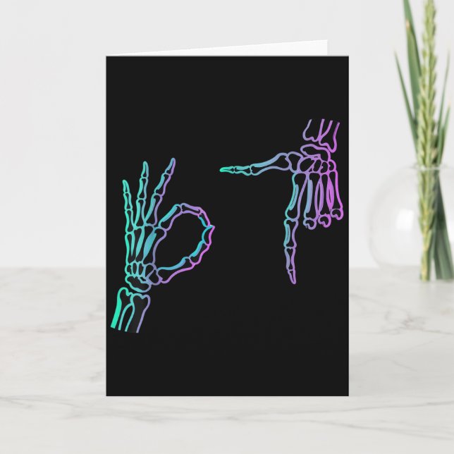 67 Meme Skeleton Hand 6 7 Halloween Six Seven  Kort (Framsida)
