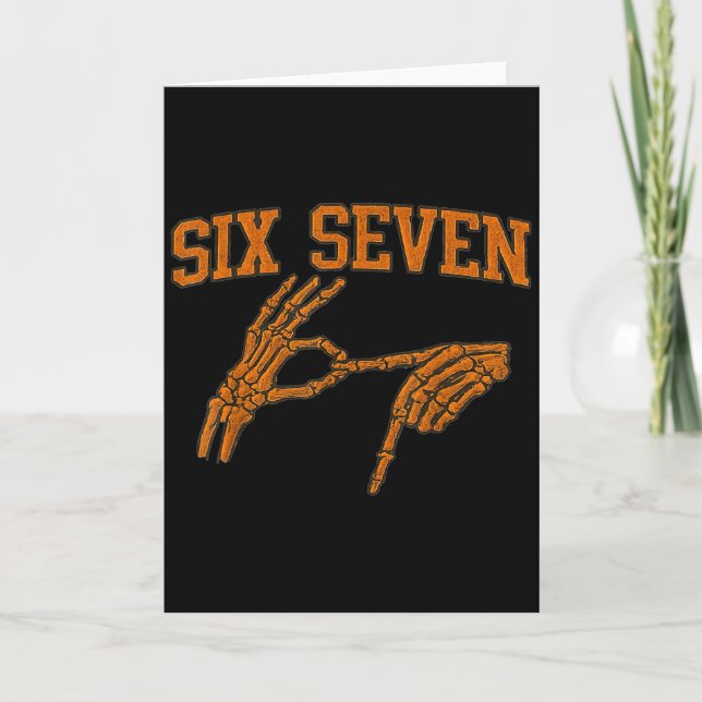 67 Meme Skeleton Hand Halloween Haunted 6 7 Six Se Kort (Framsida)