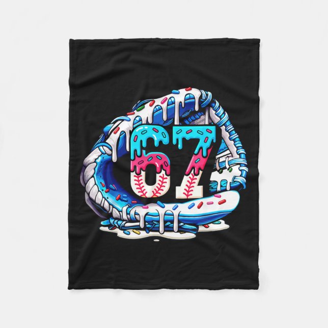 67 Meme Slang Basebollhandske Drip Glass Six Se Fleecefilt (Framsidan)