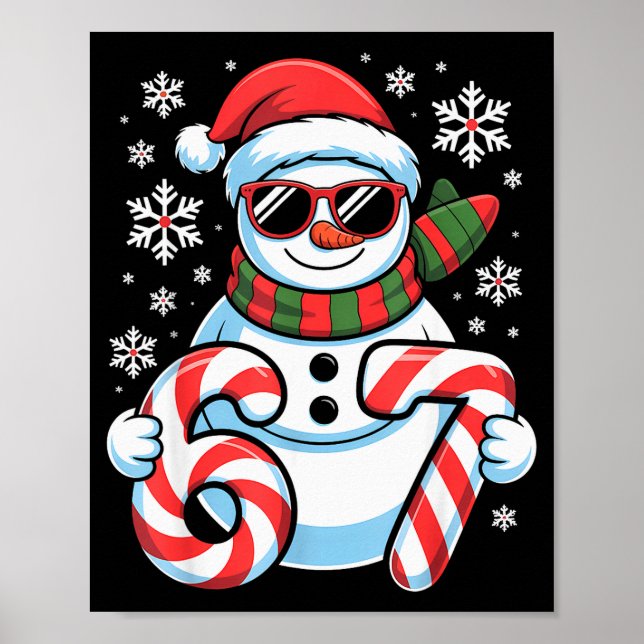67 Meme Snowman Brainrot Funny Christmas Kids Boys Poster (Framsidan)