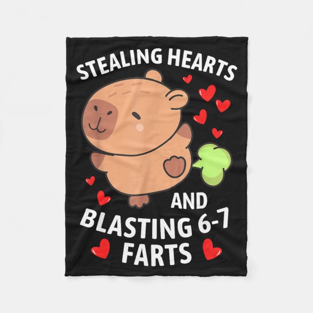 67 Meme Stealing Hearts Valentine's Day Capybara K Fleecefilt (Framsidan)