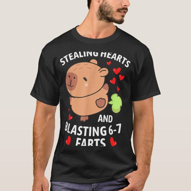 67 Meme Stealing Hearts Valentine's Day Capybara K T Shirt (Framsida)