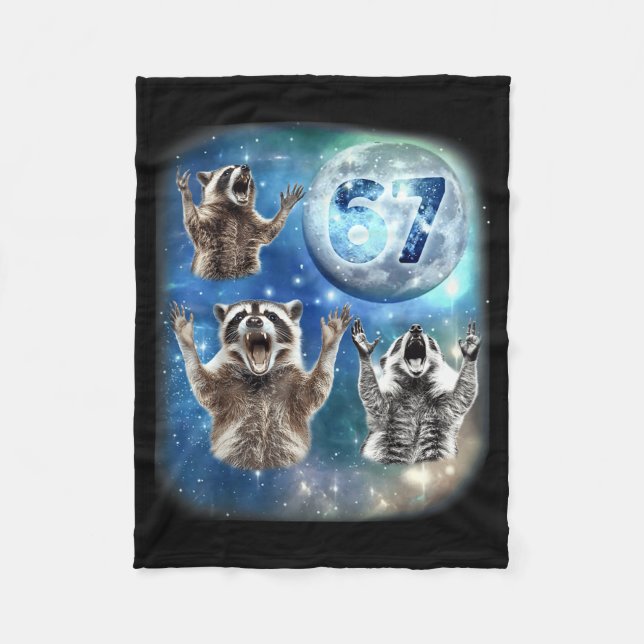67 Meme Three Racoon Howling At The Moon 67  Fleecefilt (Framsidan)